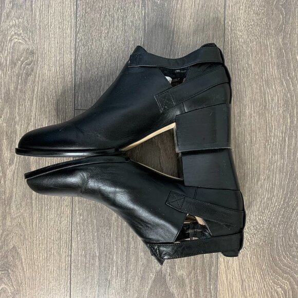 SENSO Biker Moto Buckle Leather Ankle Boots Booties Cut out sides Black Size 6 - Picture 10 of 16